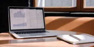 PMTA preparation company: Laptop with charts showing data analysis for regulatory compliance.
