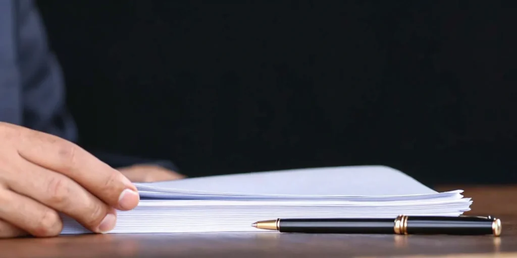 FDA warning letter response documents and pen.