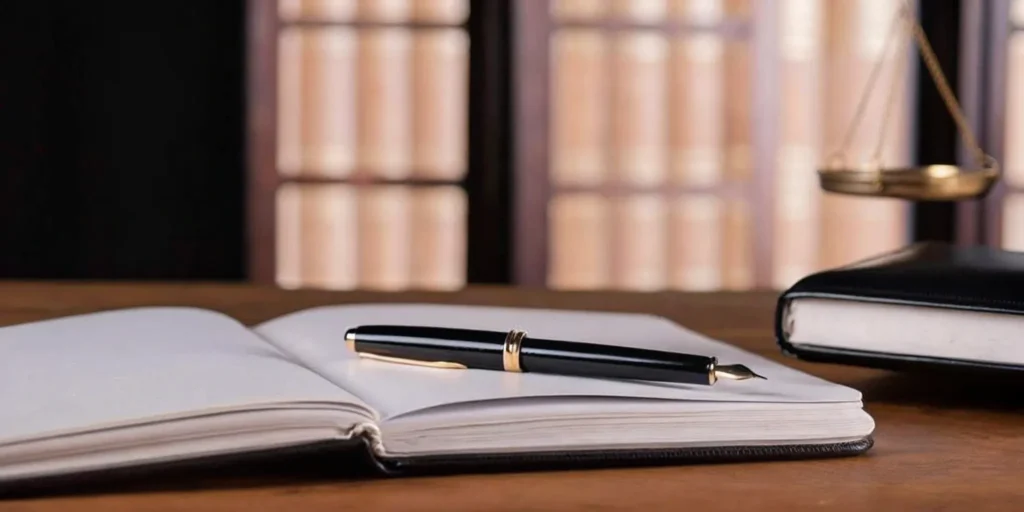Scales of justice, law books, and open notebook symbolize tobacco product regulations.