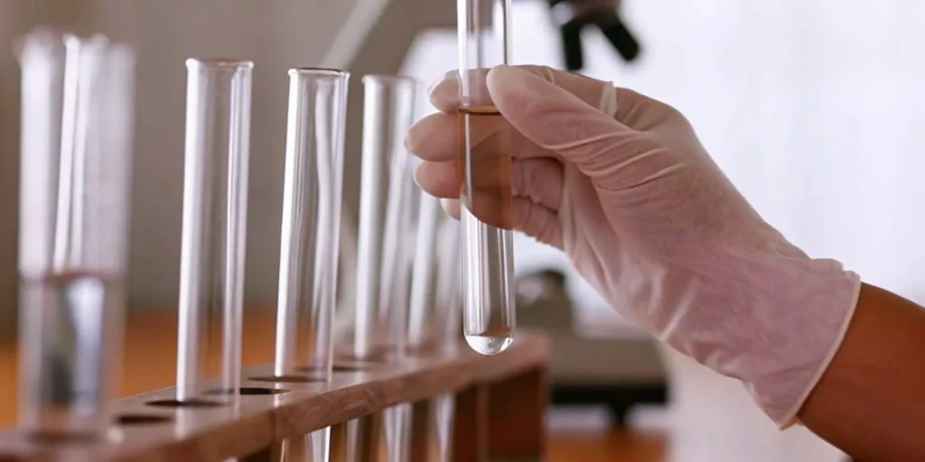 Pharmaceutical regulatory pathway: Lab test tube analysis.