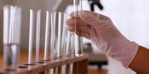 Pharmaceutical regulatory pathway: Lab test tube analysis.