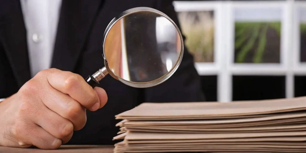 Quality compliance consultant reviewing documents.
