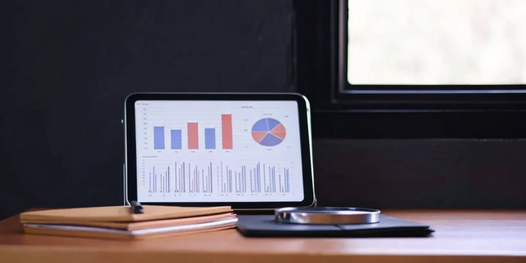 Compliance risk assessment data displayed on tablet.