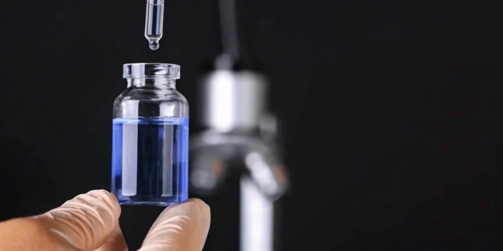 Vial with blue liquid and dropper for the orphan drug designation process.