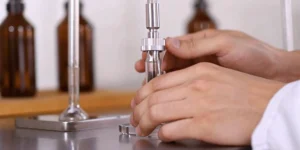 A medical device undergoing simulated use testing in a lab for validation.