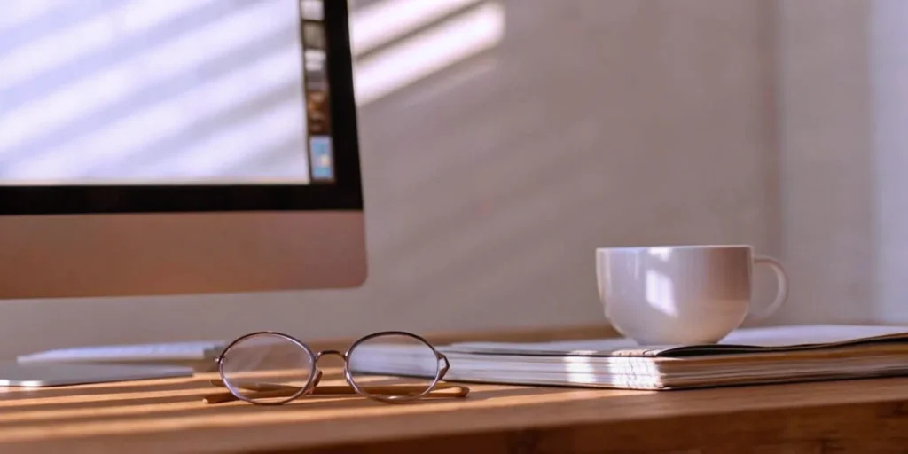 A modern workspace setup for a manager completing online GMP training.