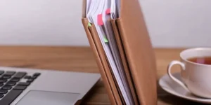 Binder of documents for a PMA submission, organized by FDA requirements.