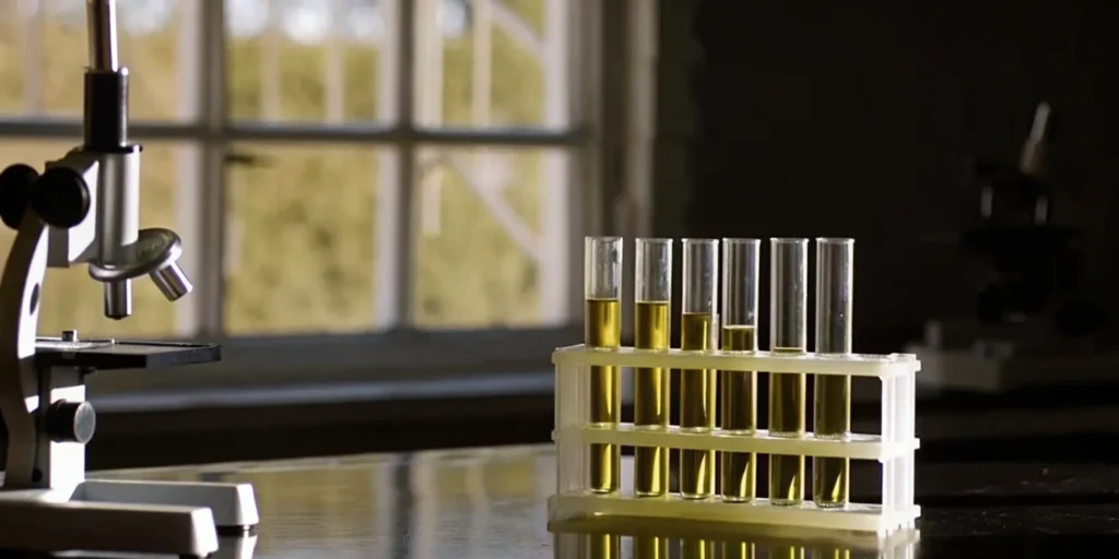 Microscope and test tubes symbolize FDA regulatory pathways for drugs and medical devices.