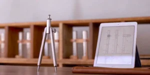 A tablet showing technical schematics and a compass for a design control training course.