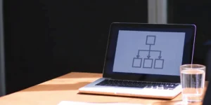 A flowchart on a laptop detailing the step-by-step IND preparation process.