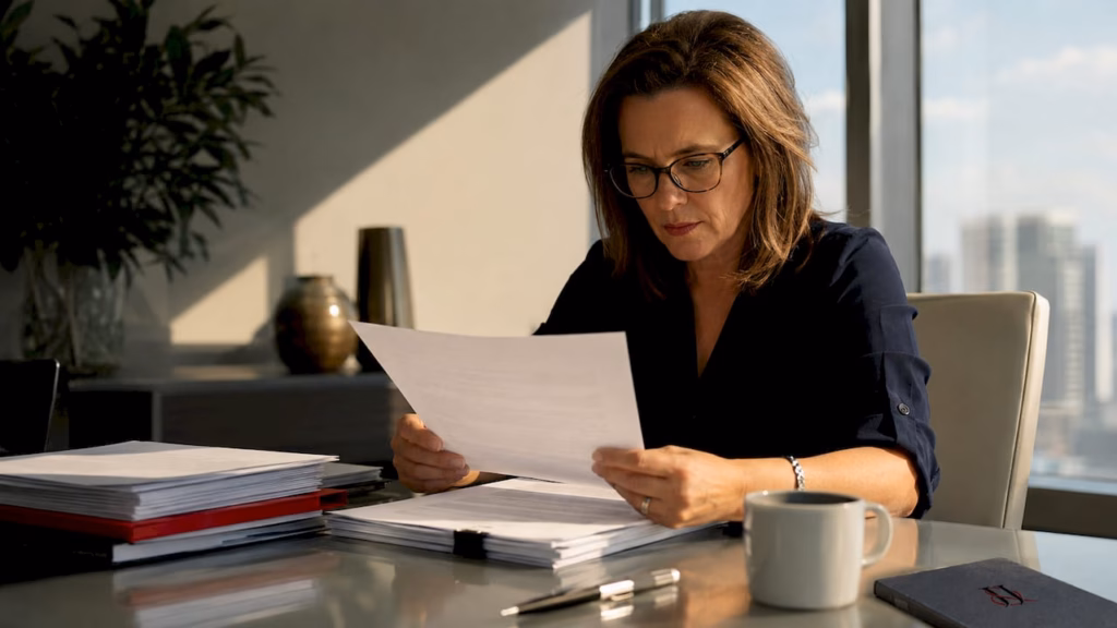 Officer reviewing FDA corrective action document