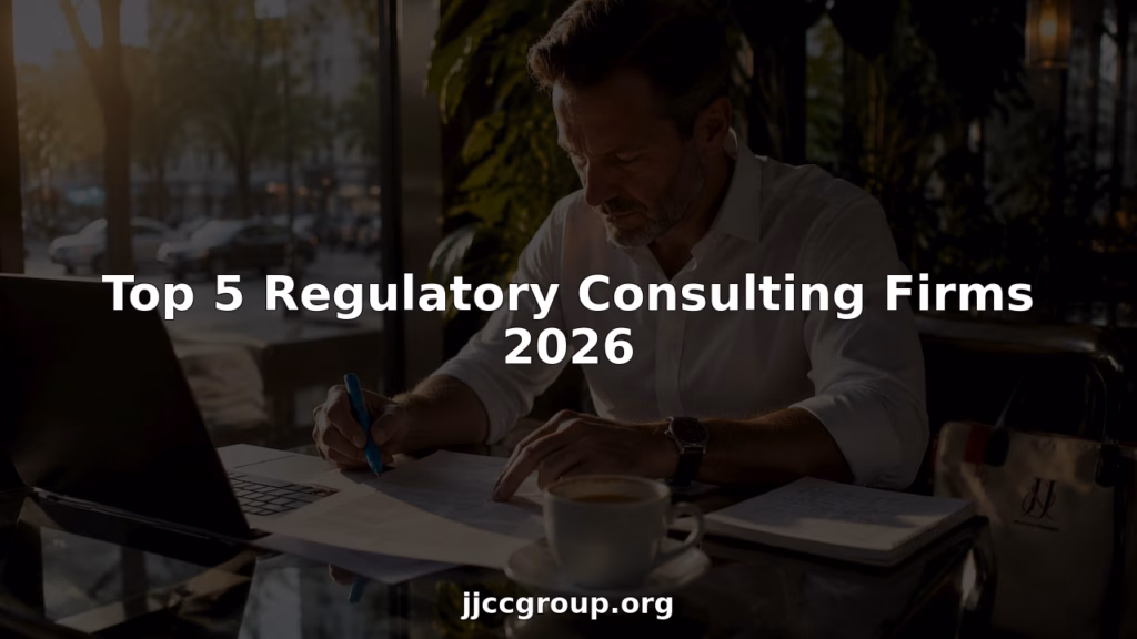 Consultant reviewing regulatory documents at desk