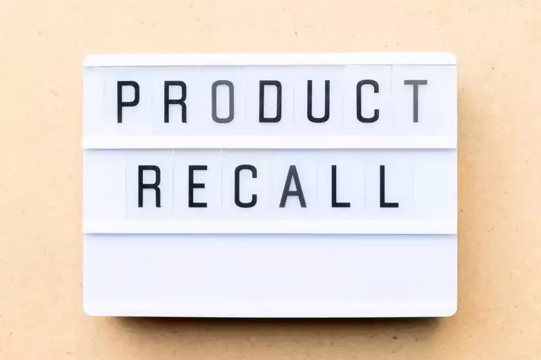 "Product Recall” sign