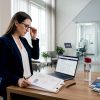QA manager reviews GMP compliance records in meeting room
