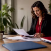 Quality manager reviewing pharmaceutical contract documents