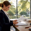 Specialist reviewing pharmaceutical packaging compliance documents